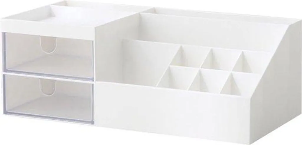Rangement maquillage grande capacité blanc pour lavabo et cosmétiques