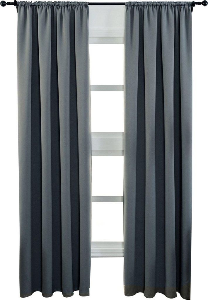 Happyment Gardinen-Set Diva 2 Stück – Dunkelgrau 135x175 cm – Luxaflex – Verdunkelnd – Mit Faltenband – Samt – Isolierend