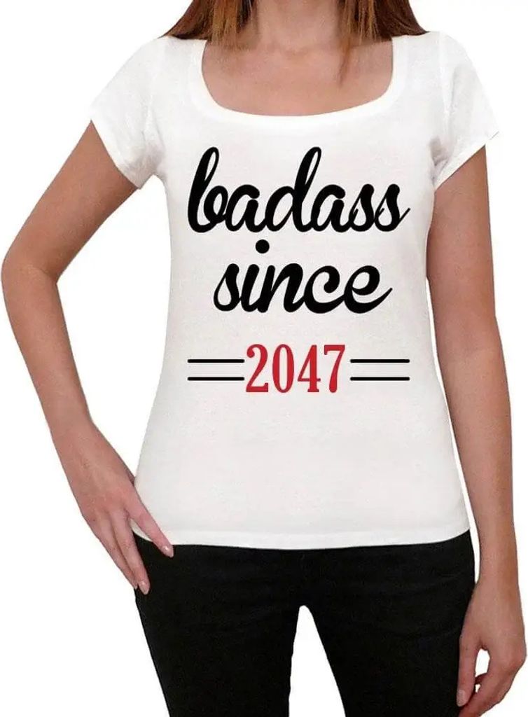 Damen Grafik T-Shirt Knallhart seit 2047 – Badass Since 2047 – Öko-Verantwortlich Vintage Jahrgang Kurzarm Lustige Druck Geburtstag Geschenk Frau