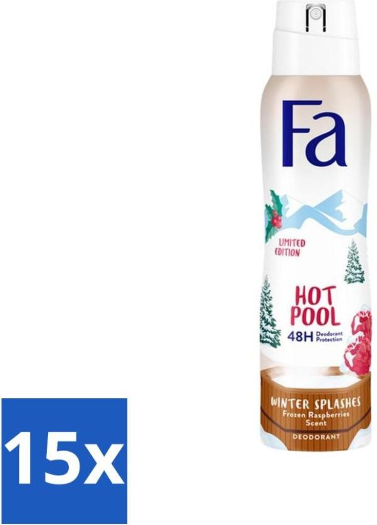 Fa - Deodorant Spray - Winter Splashes - 48h Schutz - Frozen Raspberry - Erfrischend & Fruchtig - 150ml - Vorteilspack - 15 Stücke