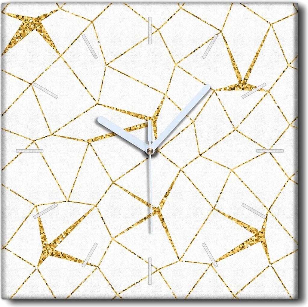 Coloray Uhr auf Leinwand 30x30 cm Wand Uhr Dekoration Wohnzimmer Segeltuch weiße Zeiger -Mosaikmuster-Abstraktion.