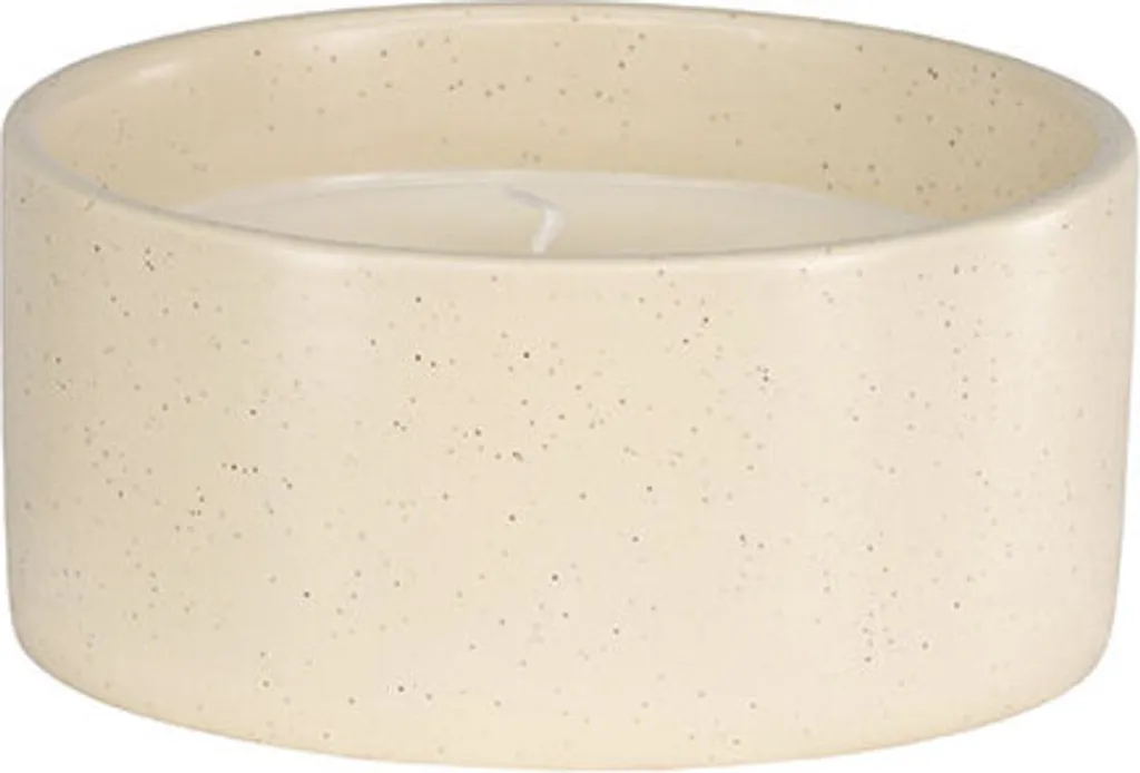 Portacandele Douglas con candela profumata beige.
