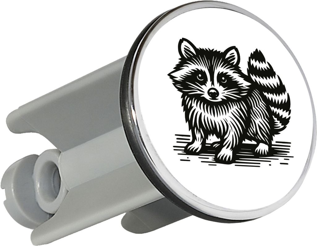 Huuraa Waschbeckenstöpsel Waschbär Comic 4cm höhenverstellbar Abflussstopfen Geschenkidee