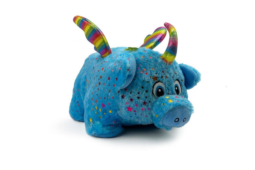 Plüschtier Schwein 35 cm blau mit Flügeln – Weiches Kuscheltier, Stofftier