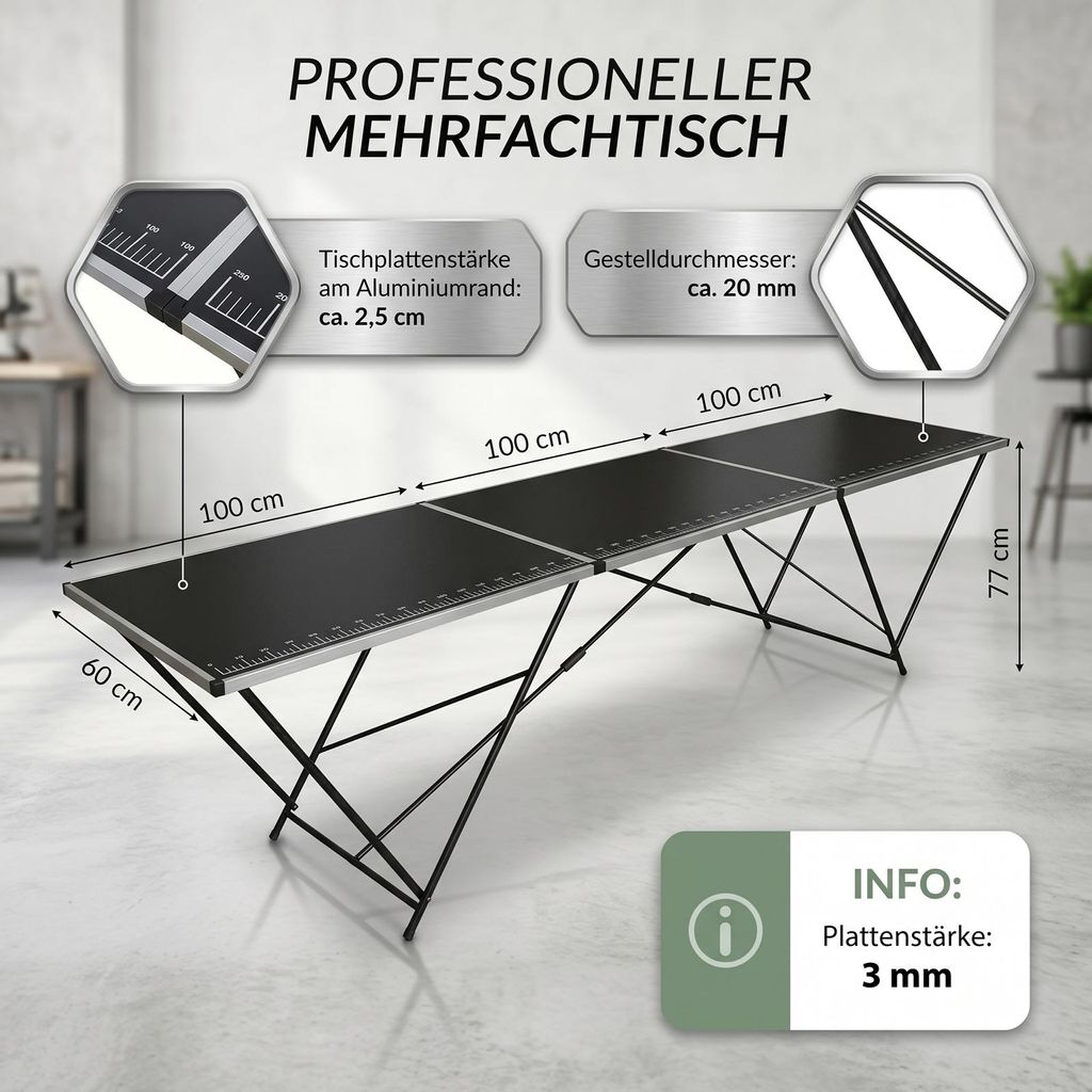 Tapeziertisch Alu Flohmarkttisch 300x60 cm Klapptisch