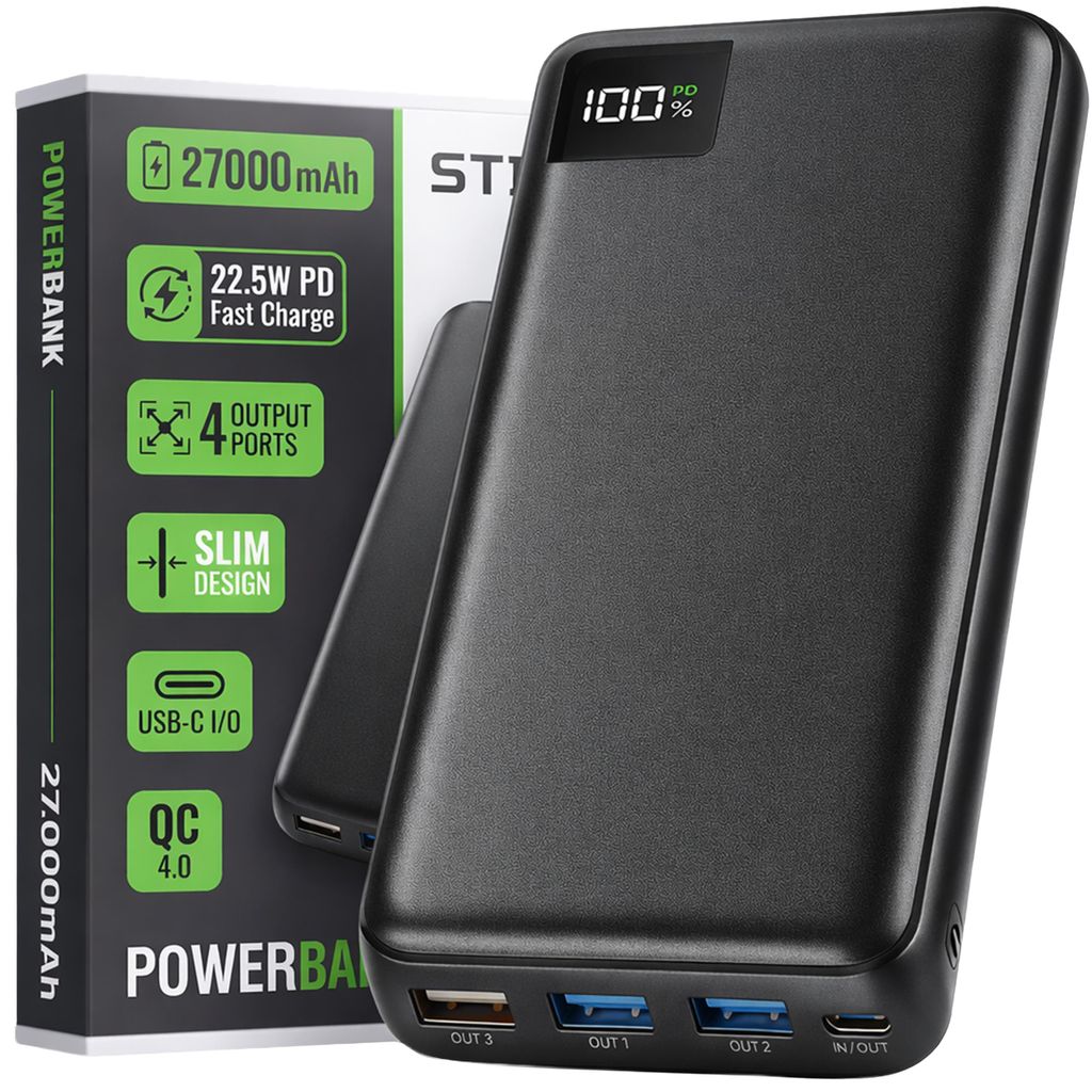 Strex Powerbank - 27.000 mAh - 22.5W Snellader - Productafbeelding 