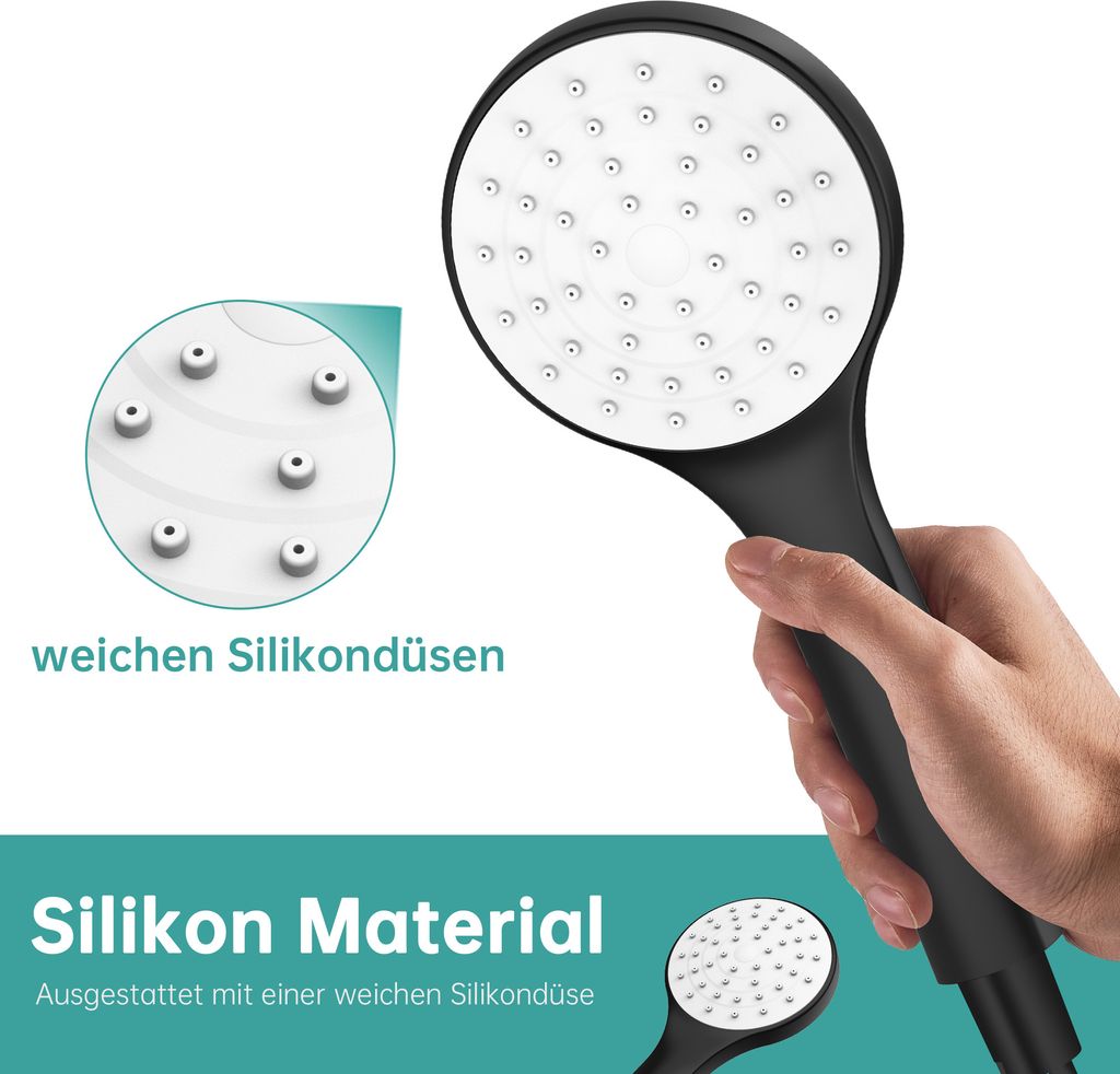 EMKE Handbrause mit Duschstangen Duschzubehör Rund Produktbild 4