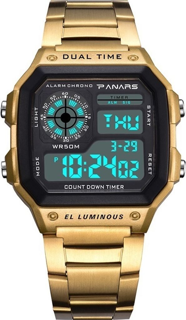 PANARS Golden Digitaluhr für Herren - Sportlich & Funktional KP14538