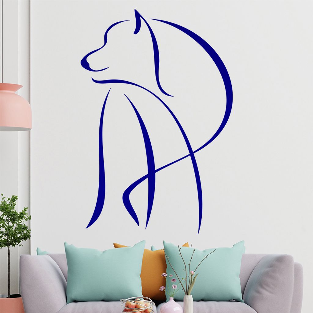 Wolf Linien - Wölfe Wandtattoo in 6 Größen - Wandaufkleber Wall Sticker - Dekoration, Küche, Wohnzimmer, Schlafzimmer, Badezimmer