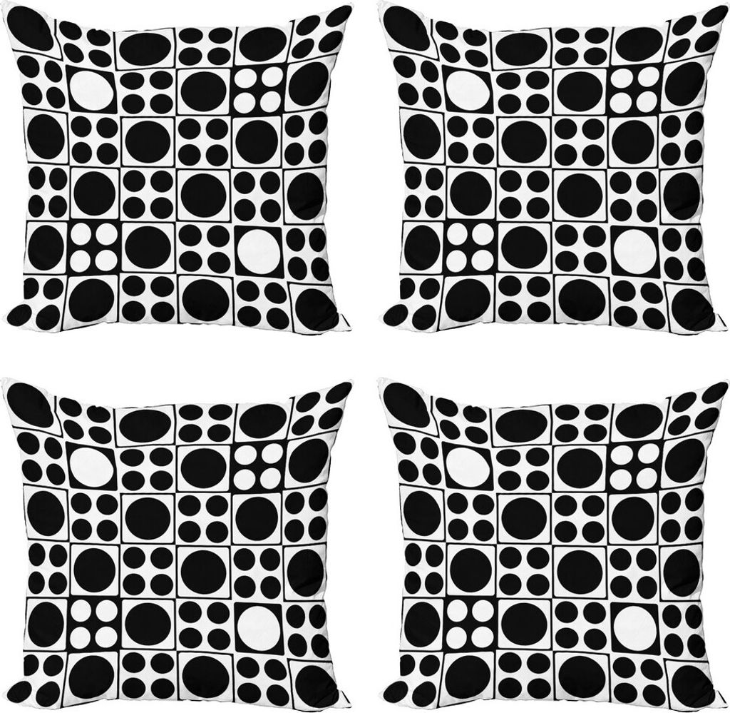 ABAKUHAUS Geometrisch Kissenbezug Set (4 Stück), Große und kleinere Kreise, Moderner Doppelseitiger Digitaldruck, 50 cm x 50 cm, Charcoal Grau un...