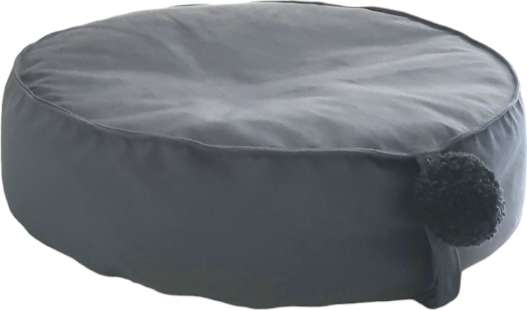 Monio for Kids - Kleine Grausitzpouf mit Pompon für Kinder Weiche und Bequeme Sitzgelegenheit