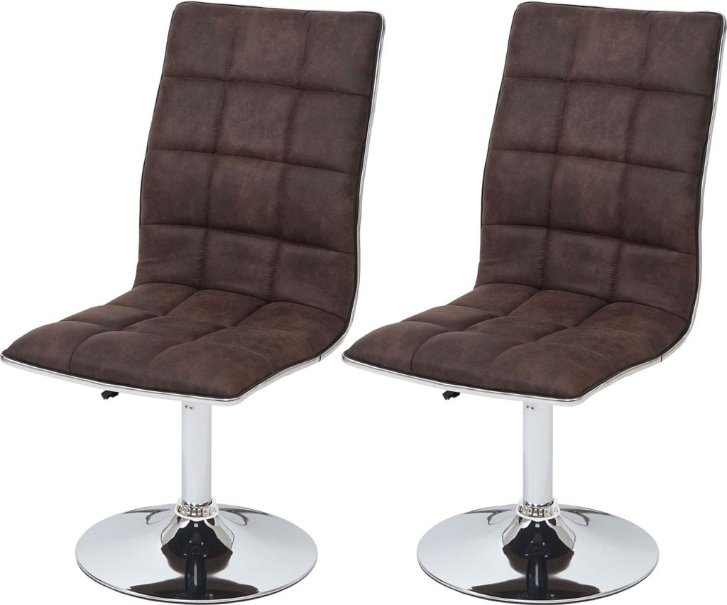 2er-Set Esszimmerstuhl MCW-C41, Stuhl Küchenstuhl, höhenverstellbar drehbar, Stoff/Textil MVG vintage dunkelbraun