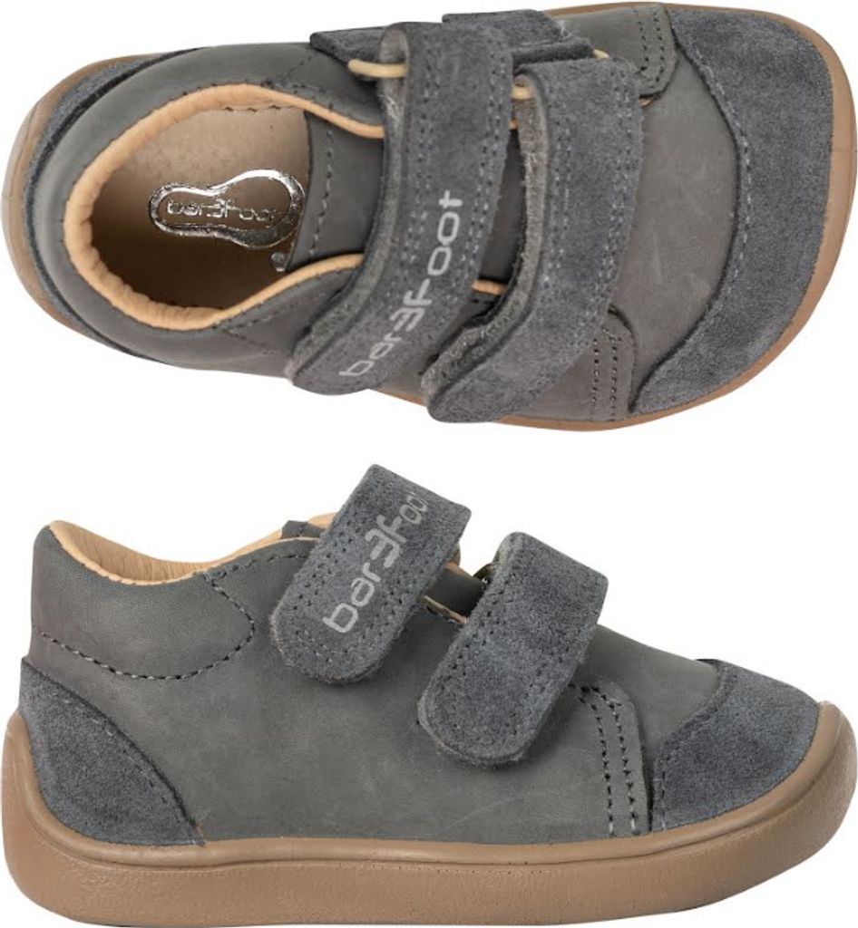 Lederschuhe bar3foot 2Be38/LT58-51 grau, Klettverschluss, Produktbild 