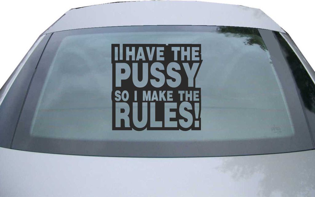 Indigos UG - Aufkleber Heckscheibe & Motorklappe DE6096 - schwarz - 600x571 mm - I have pussy so I make the rules! - Auto Scheiben Fenster Heckklap...