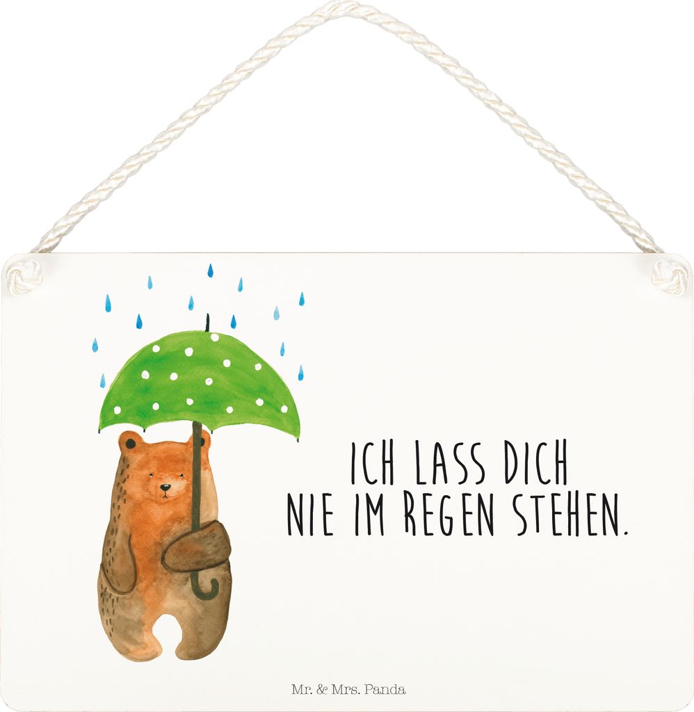 Mr. & Mrs. Panda Schild Bär Regenschirm DIN A5 - Transparent - Geschenk, wandtafel, Liebeskummer, Partner, Familie, Holzschild, Spruch, Dekoschild...