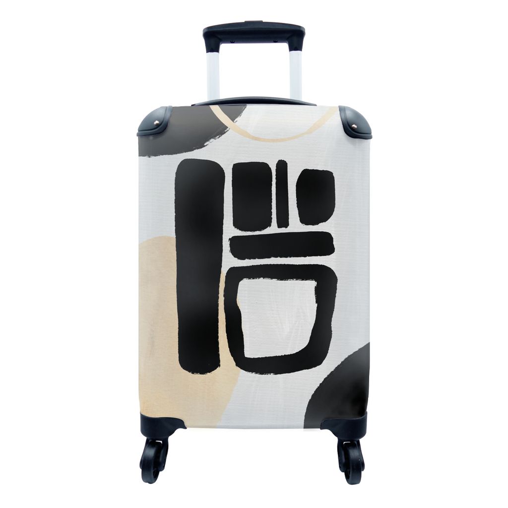 MuchoWow Koffer Handgepäck Trolley Rollkoffer Kleine Reisekoffer mit 4 Rollen - Farbe - Schwarz - Kreis - Cabin Size < 55x40x23 cm & 55x40x20 cm...