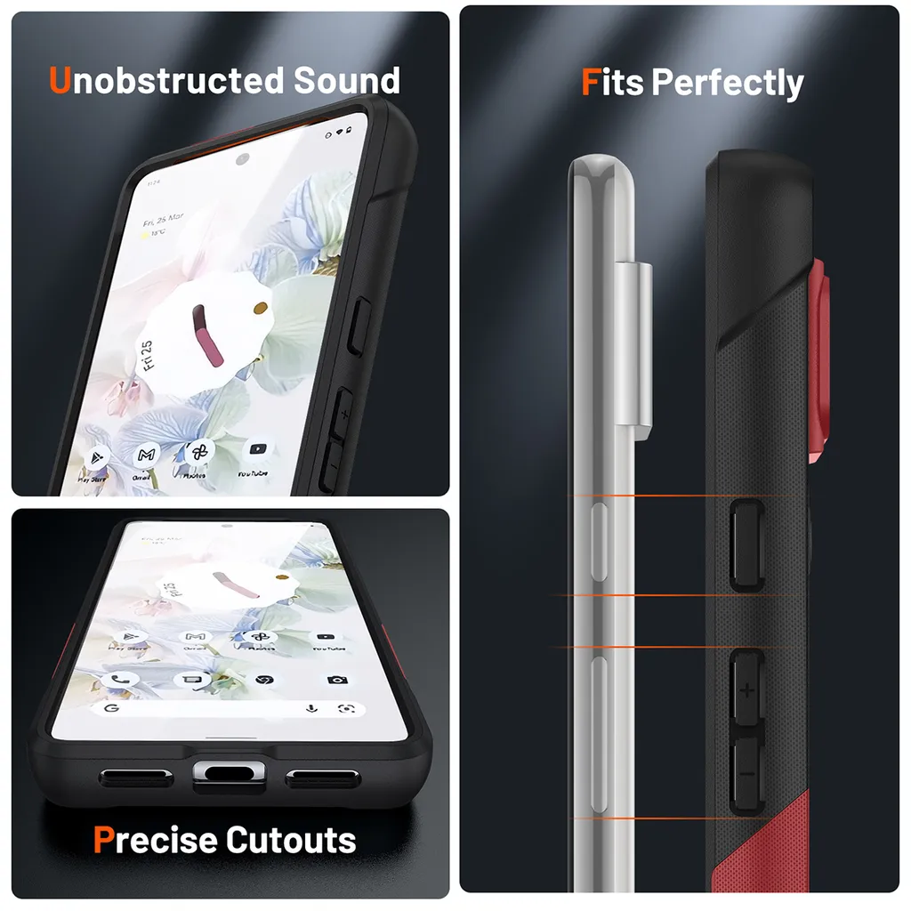 Custodia Per Google Pixel 7 Pro - Folmecket Fibra Di Carbonio TPU Morbida - Protezione Antigraffio - Rosso