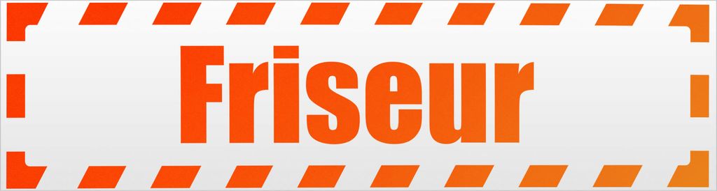 Kiwistar Friseur gestreift Magnetschild Schild magnetisch - 45cm Neonorange - Magnetfolie für Auto PKW Kfz