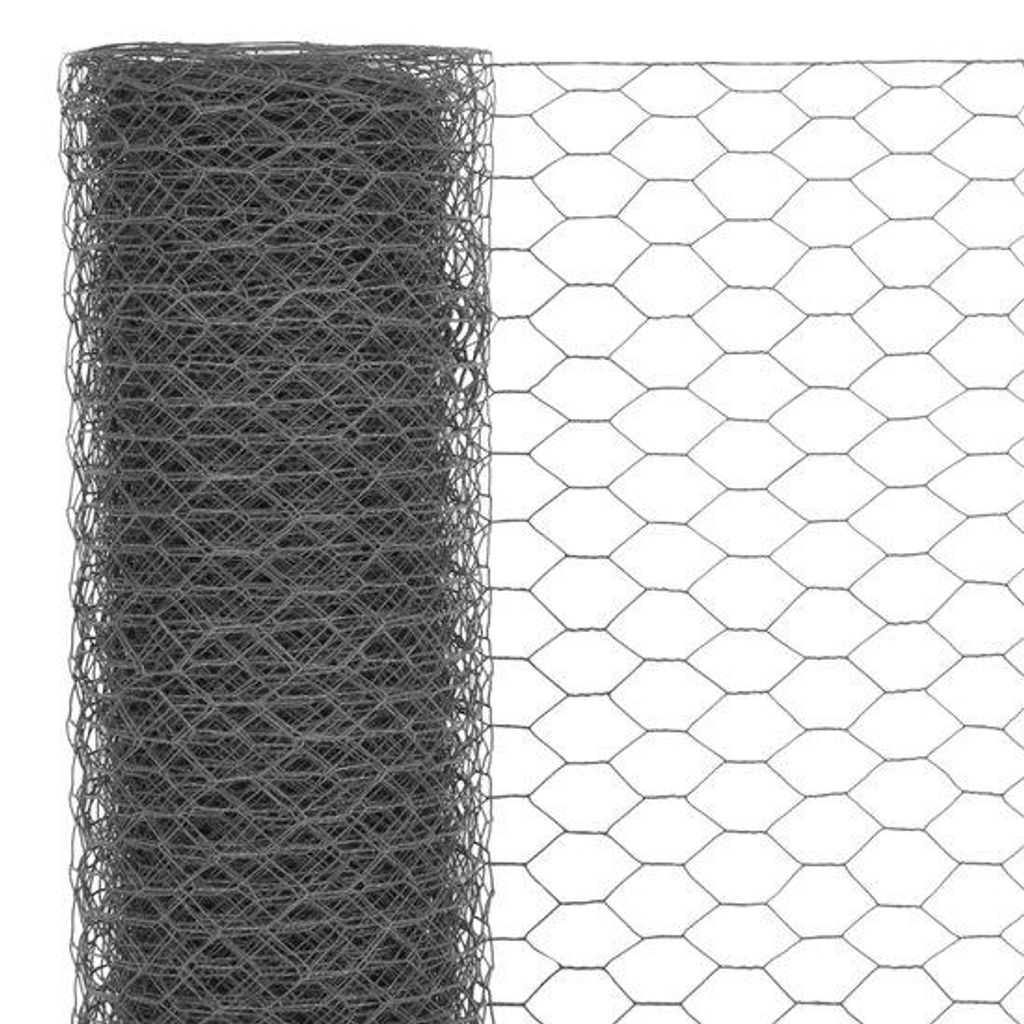 Grau PVC-Stahl Draadgitter - 25 x 1 m - Sechskantig - Wetterfest - Vogelnet für Hühnerstall, Vogelhaus und Baumwächter