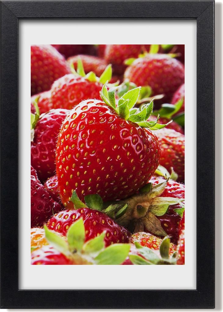 Bild 20x30 MDF-Rahmen, Wandkunst Erdbeeren