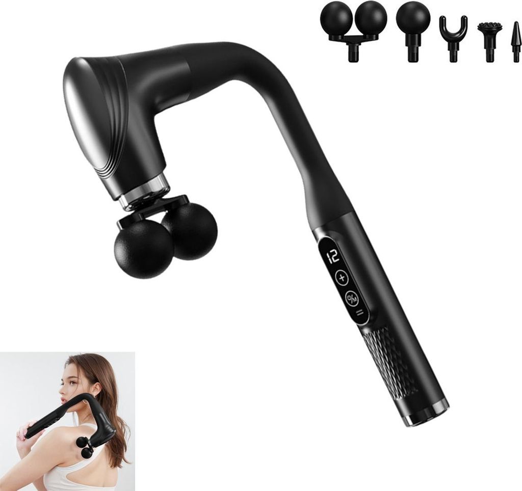 Massagepistole mit verlängertem Griff – 4 Massageköpfe, 6 Produktbild 