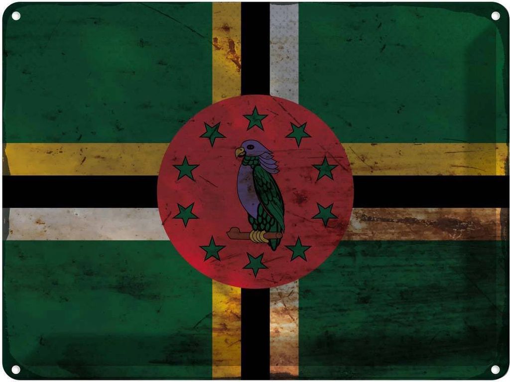 vianmo Blechschild 30x40 cm Dominica Flagge Fahne Wappen