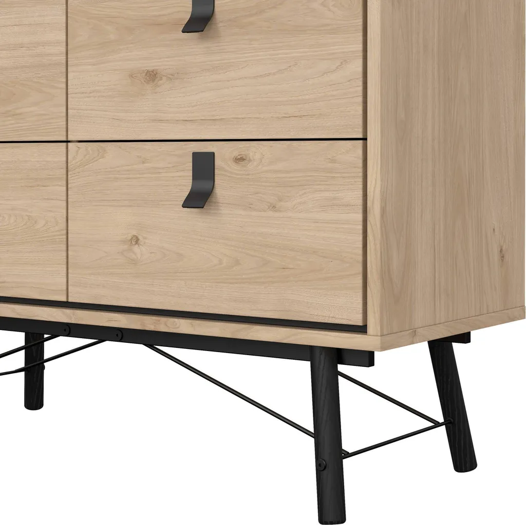 Buffet Maka 102cm : Solution de Rangement Chêne Brun pour Petit Espace - 5