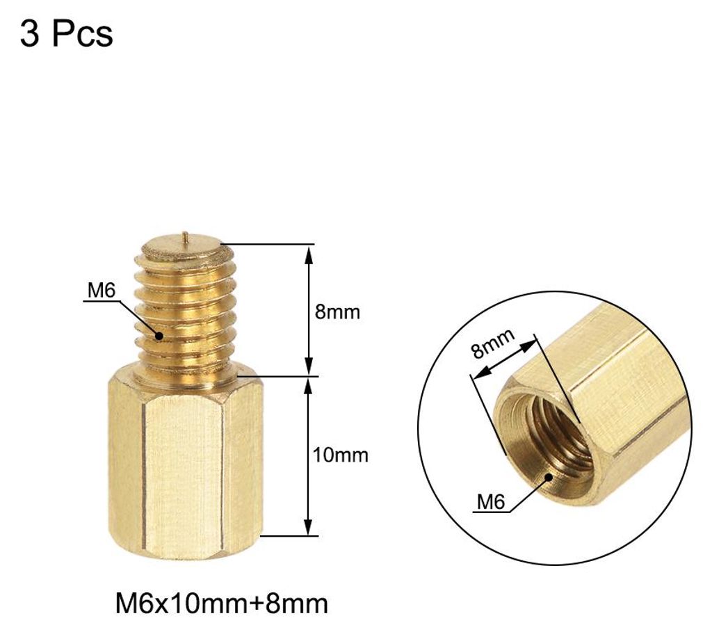3Stk.M6x10mm+8mm Messing Sechskant PCB Hauptplatine Abstandshalter