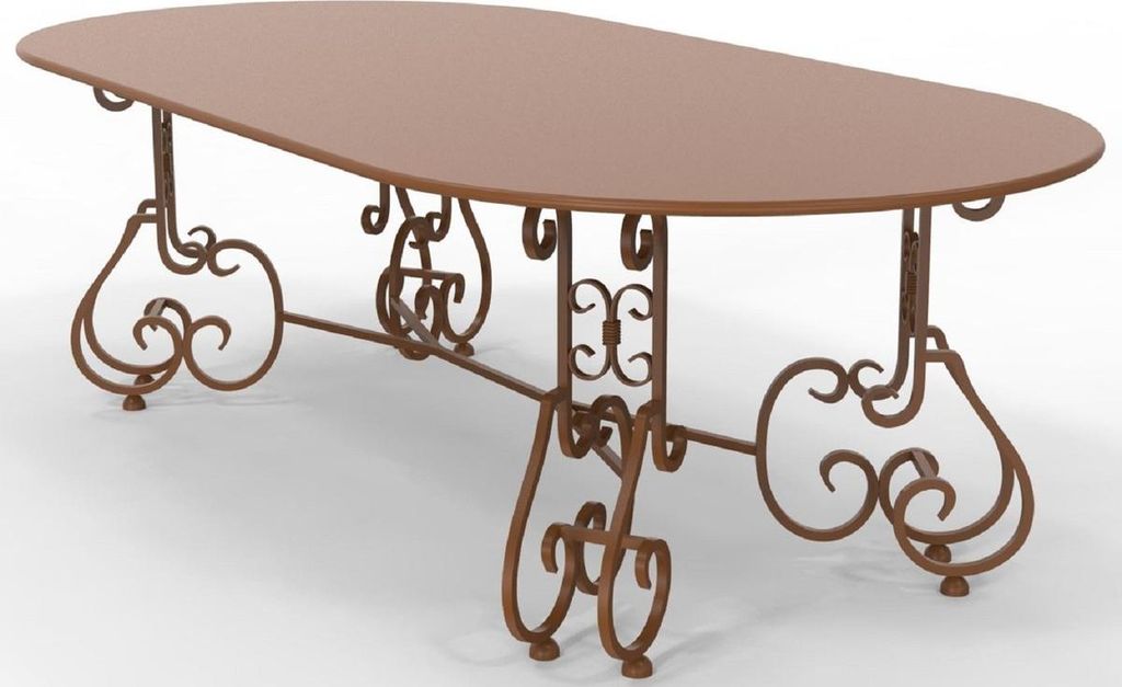 Casa Padrino Jugendstil Gartentisch 245 x 120 x H. 73,5 cm - Verschiedene Farben - Ovaler Schmiedeeisen Garten & Terrassen Tisch - Jugendstil Schmi...