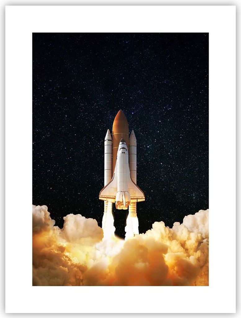 Poster - Poster ohne Rahmen - Abheben Rakete Kosmos - 30x40 cm - Wand Bild - Wanddeko - Wandbilder - Kunstposter - Wandposter - Bilder - Kunstdruck...