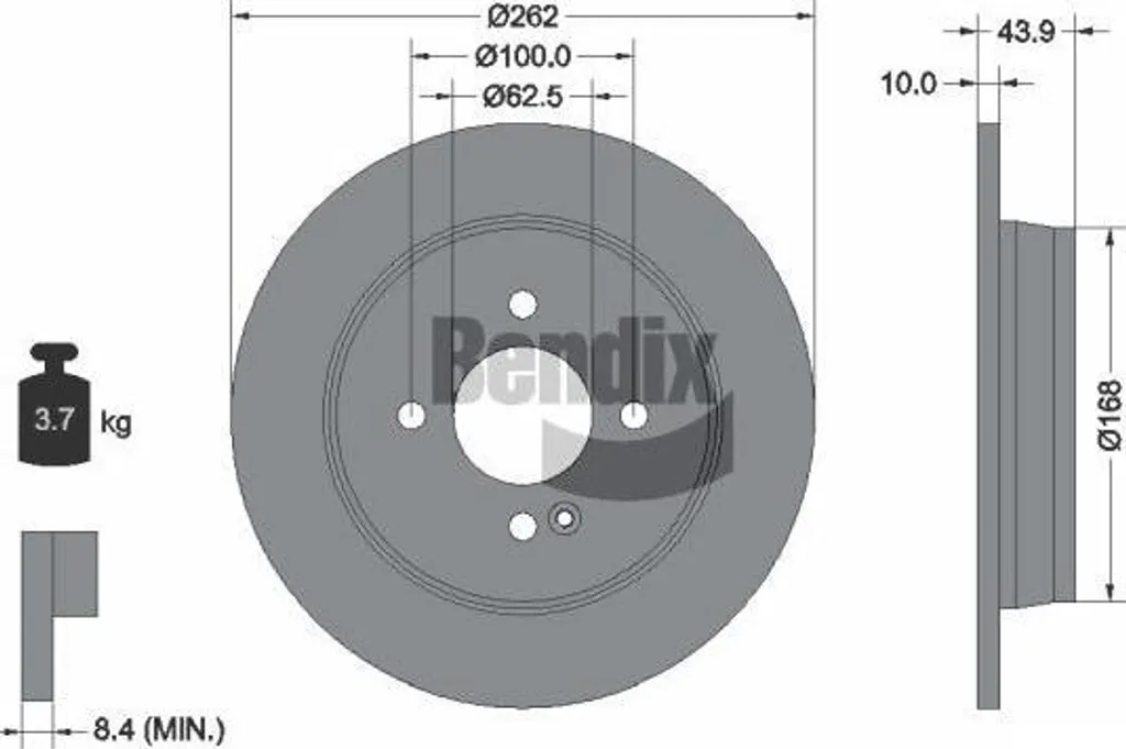 Disque de Frein Haute Résistance Bendix BDS1384 Compatible Hyundai i20