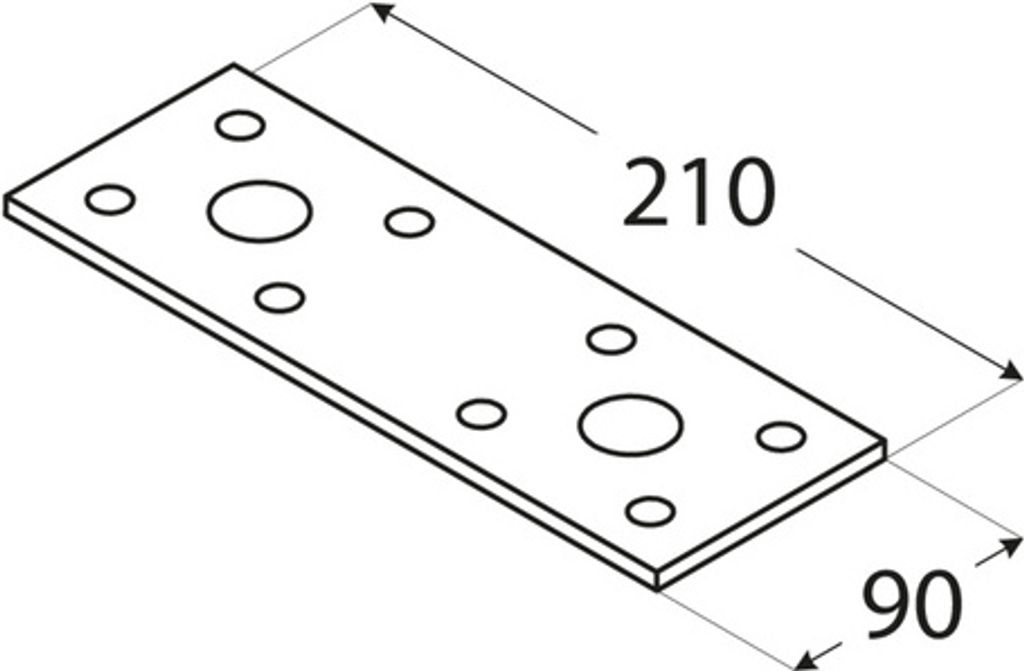 Lochplatte 210 x 90 x 2,50 mm Flachverbinder Holzverbinder verzinkt