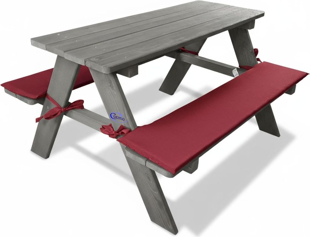 Coemo Kinder-Sitzgruppe Grau Picknicktisch mit Polster Produktbild 
