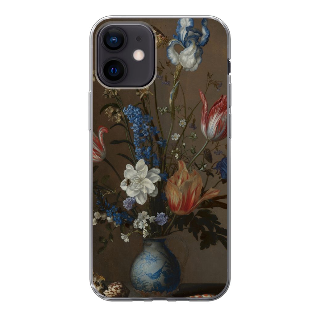 MuchoWow Handyhülle Schutzhülle Hülle für iPhone 12 Blumen in einer Wan-Li-Vase und Muscheln - Gemälde von Balthasar van der Ast Silikon Sof...