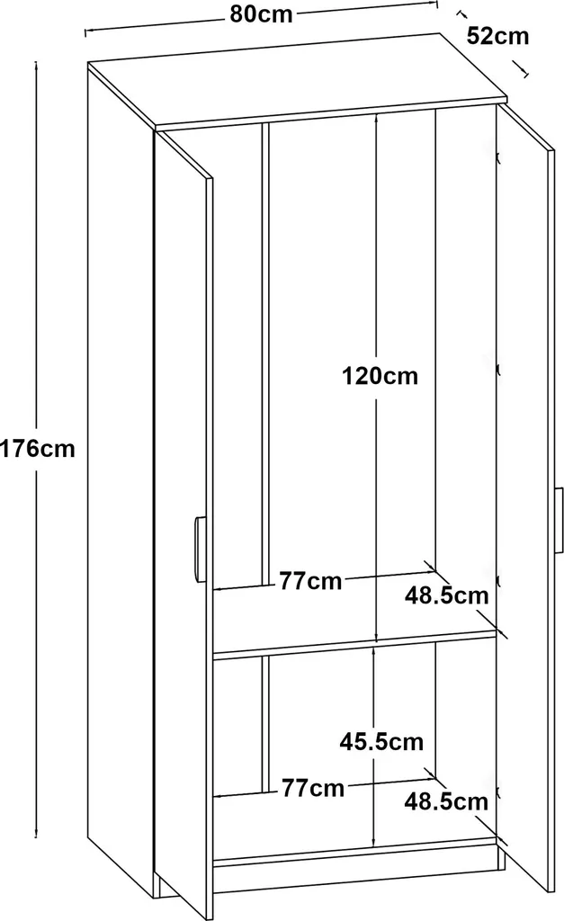 Armoire Eiselfing 176x80x52 cm blanche avec tringle et compartiment
