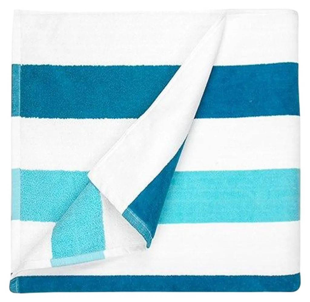 Drap de bain à rayures coloris menthe et blanc pour toute la famille