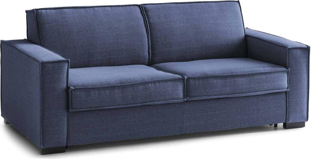 Festes Sofa Dgozz, Großes 2-Sitzer-Sofa, 100% Italy, Wohnzimmersofa aus Stoff, mit Standard-Armlehnen, Cm 200x95h90, Blau