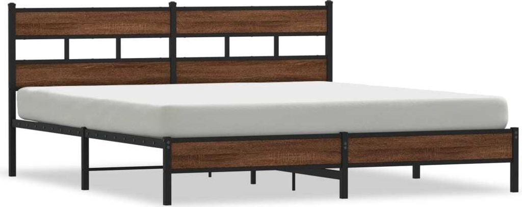"2026 MODERNE"Metallbett Modernes/Doppelbett - Polsterbett Erwachsene/r /Kind - ohne Matratze - Braun Eichen-Optik 180x200cm - Klassische Betten Ne...