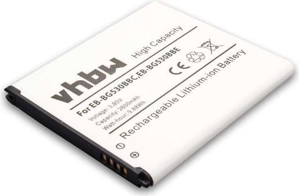 vhbw Akku kompatibel mit Samsung Galaxy Express Prime 2, Eclipse 2, Amp Prime 3 2018 Handy Smartphone Telefon (2600 mAh, 3,8 V, Li-Ion)