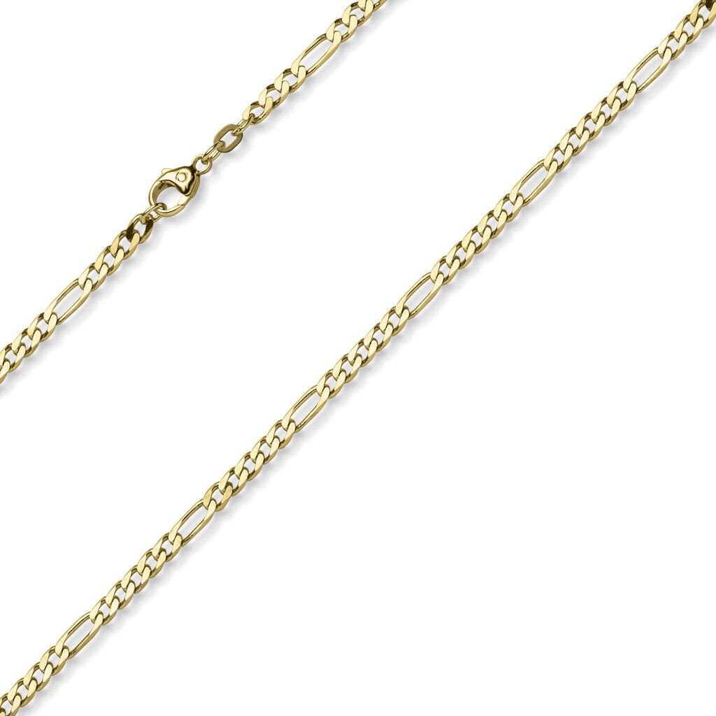 3,5mm Armband diamantierte Figaro-Kette aus 585 Gold Gelbgold Armschmuck, 19cm