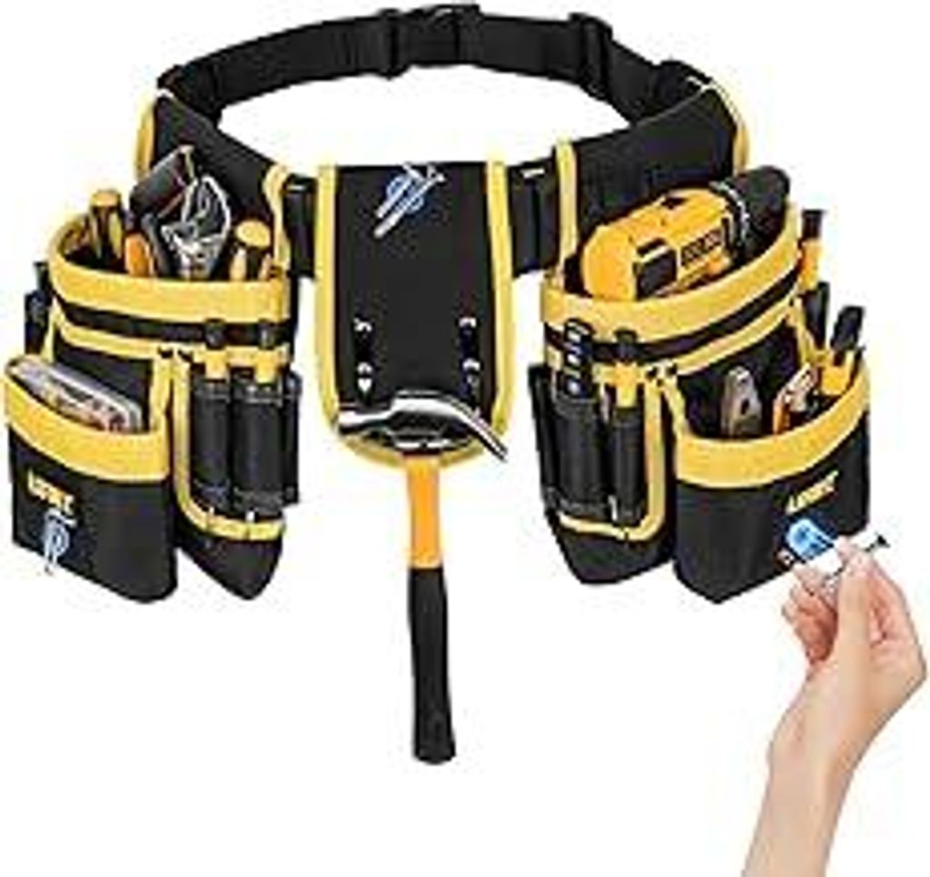 Werkzeuggürtel Herren,Handwerker Gürtel mit 27 Taschen,Magnetische Werkzeugtasche für Männer,Abnehmbare und Verstellbare Werkzeugtasche für El...