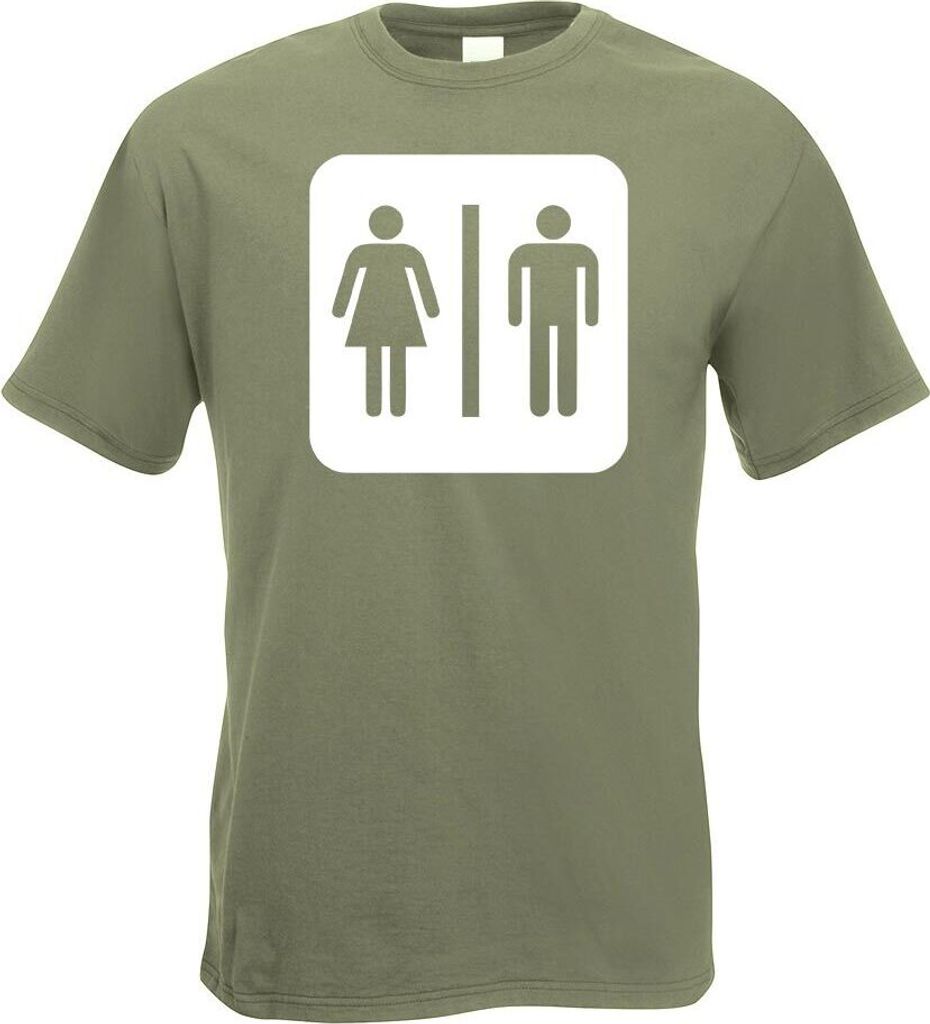 Kiwistar - T-Shirt - Olive - WC Toilette Piktogramme Herren Funshirt Bedruckt Design Sprüche Spruch Motive - mit Motiv Bedruckt - Funshirt Design ...