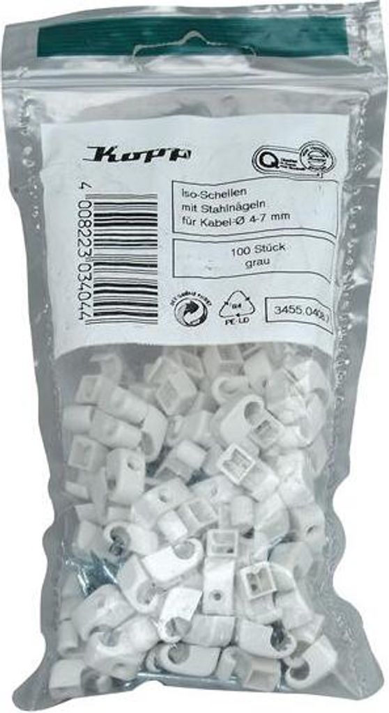 Kopp Iso-Nagelschellen Sortiment Iso-Schellen Stahlnadel 5-7mm 100 Stück