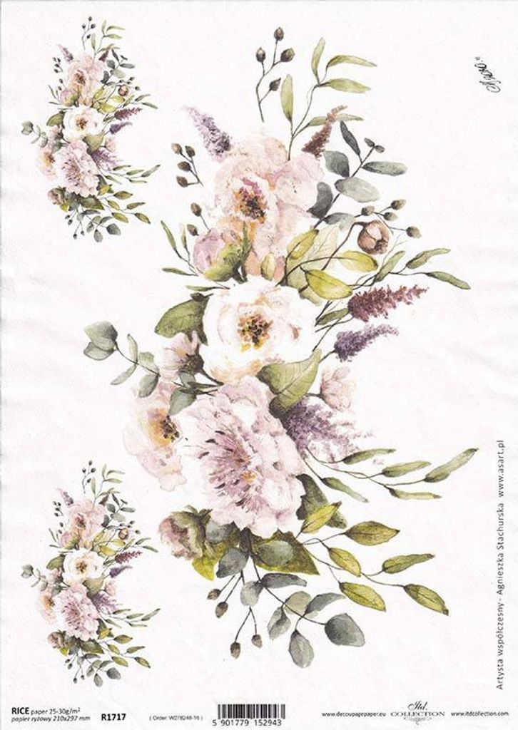 ITD carta di riso per decoupage, fiori di campo, peonia Immagine del prodotto 
