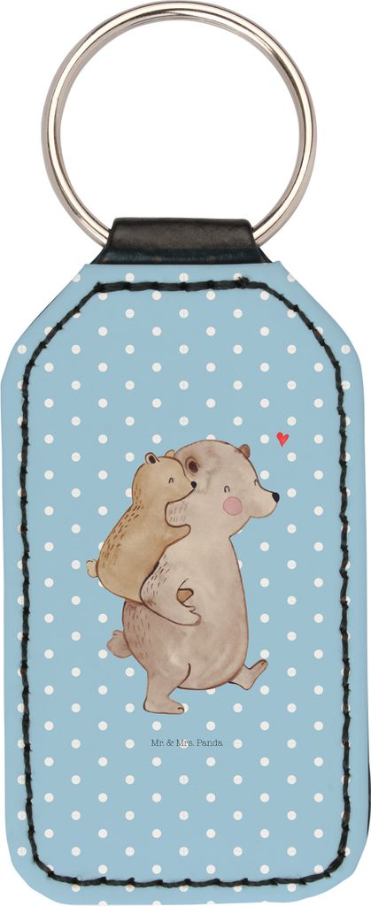 Mr. & Mrs. Panda Rechteckig Schlüsselanhänger Papa Bär - Blau Pastell - Geschenk, anhänger für schlüssel, Mama, Vatertag, schlüsselbund, Mit...