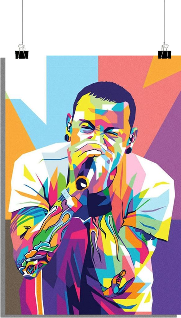 Musik Poster - Chester Bennington Poster - Rockband Poster - Linkin Park Poster - 61x91cm - Perfekt zum Einrahmen