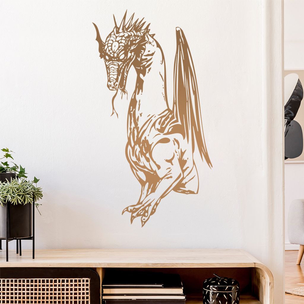 Drachen Wandtattoo in 6 Größen - Wandaufkleber Wall Sticker - Dekoration, Küche, Wohnzimmer, Schlafzimmer, Badezimmer