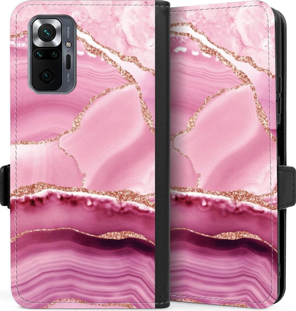 DeinDesign Klapphülle für Xiaomi Redmi Note 10 Pro Handytasche Lederhülle Tasche Glitzer Look Marmor Meerjungfrau