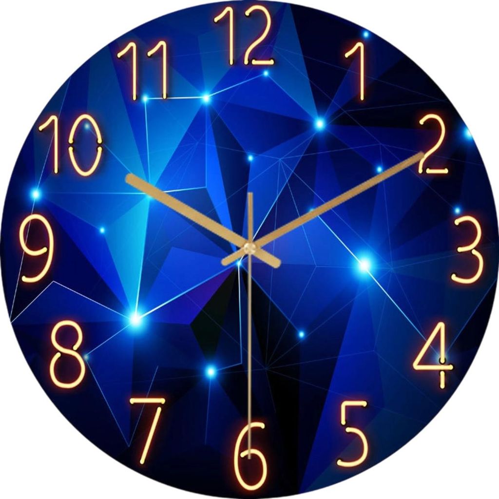 Wanduhr Uhr aus Glas 30cm Lautlos Nicht Tickend Dekorative Runde (für Wohnzimmer Küche Schlafzimmer Flur Büro (Dunkelblau)