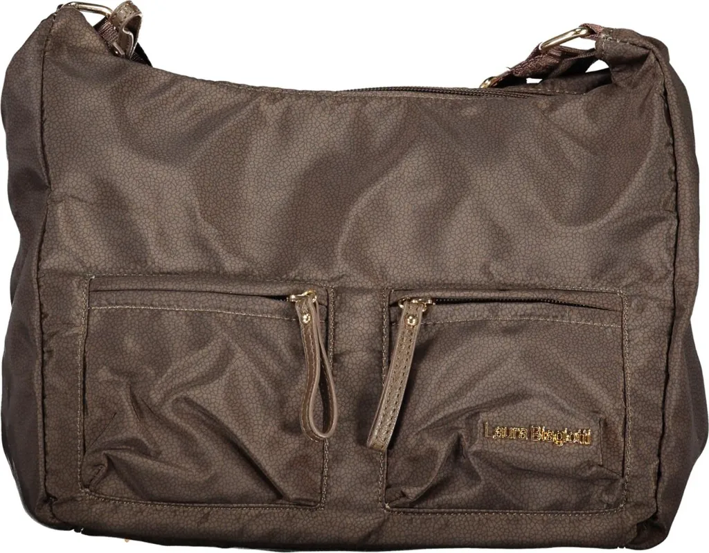 Borsa a tracolla da uomo marrone con tracolla regolabile e chiusura a zip